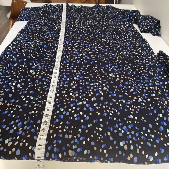 & Other Stories Navy Midi Dress w/ Multicolor Polka Dots and Wrap Waist Size 8 - Picture 13 of 14